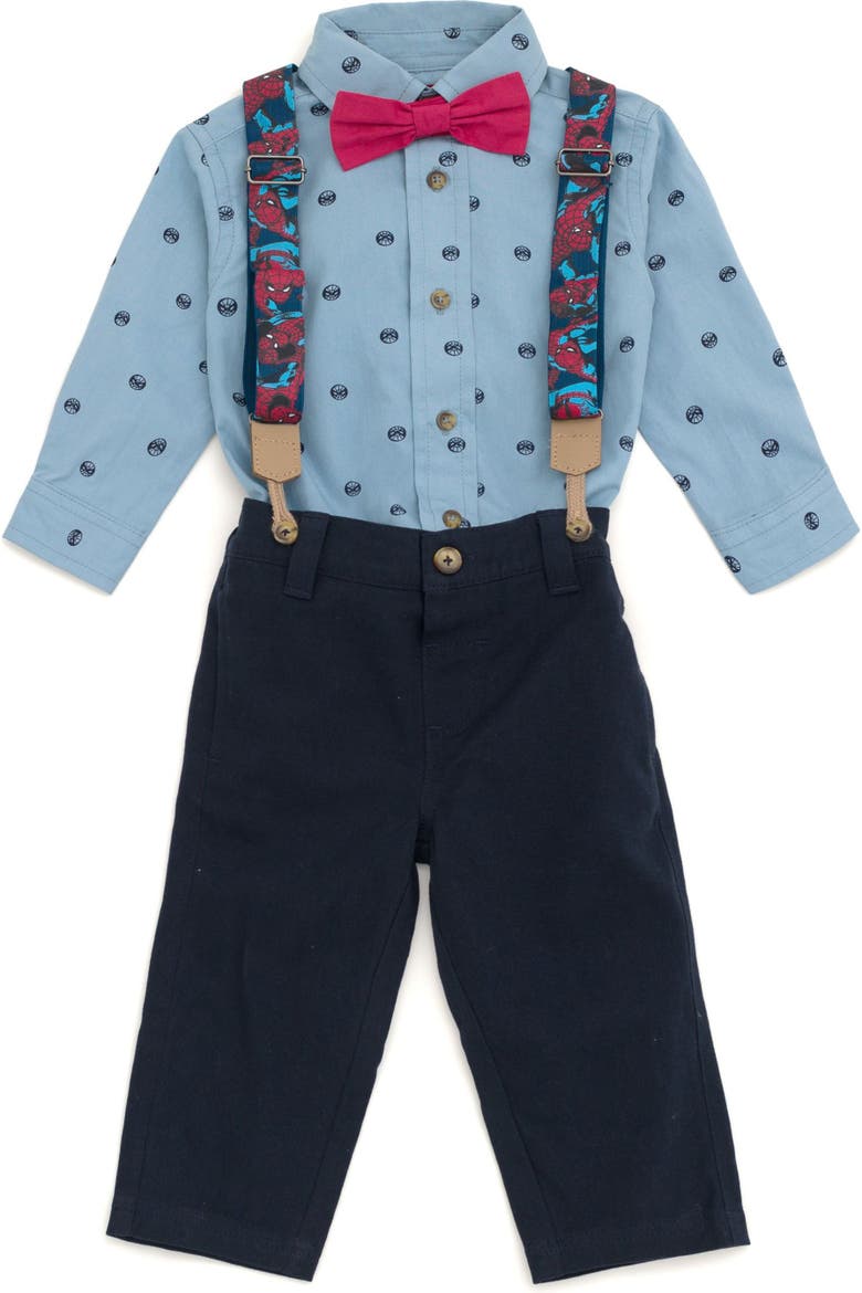 Spider-Man Button-Down Shirt and Pants Set, Alternate, color, Light Blue Spider Man