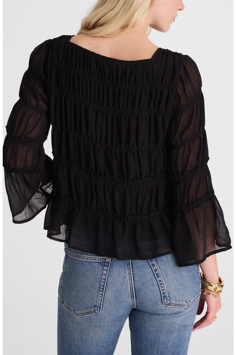 Square Neck Tiered Top, Alternate, color, JET BLACK