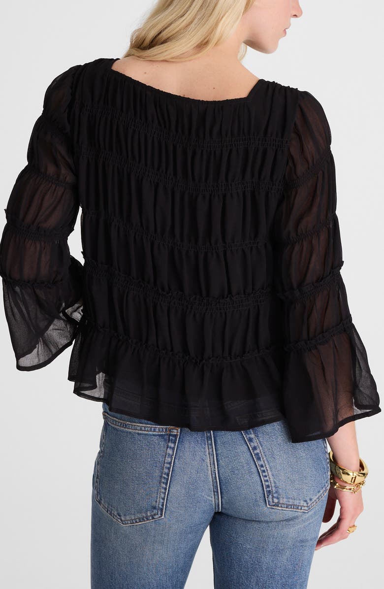 Madewell Square Neck Tiered Top, Alternate, color, Jet Black