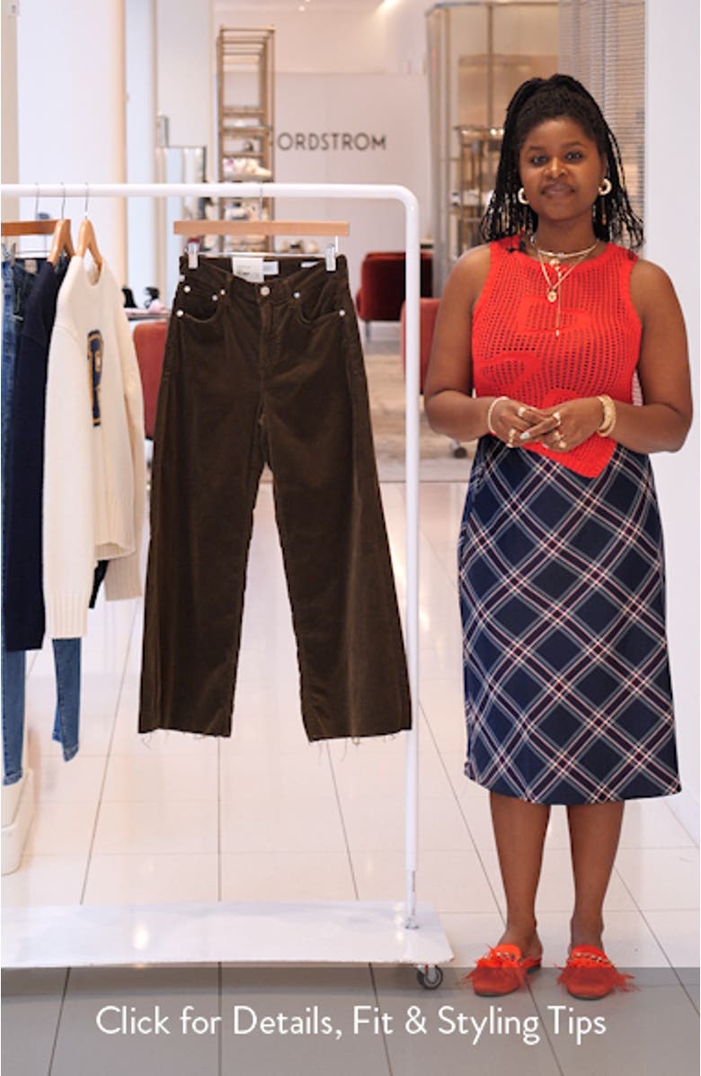 Lyra Raw Hem Ankle Wide Leg Corduroy Pants, sales video thumbnail