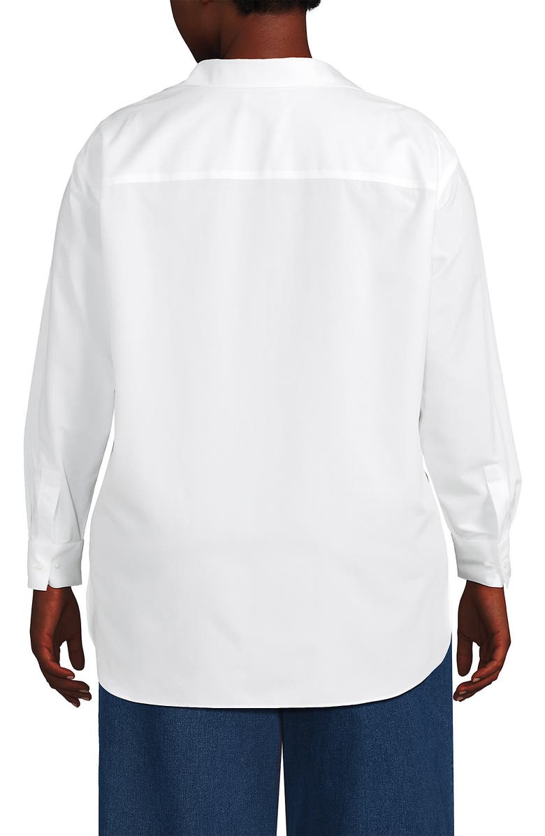 Lands' End No Iron Oversized Poplin Extra Long Tunic, Alternate, color, White