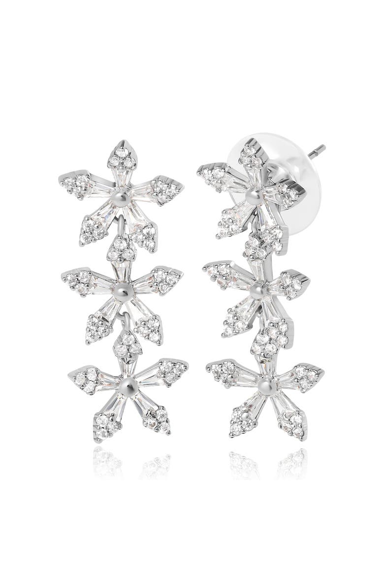 Crystal Snowflake Drop Earrings, Alternate, color, Silver