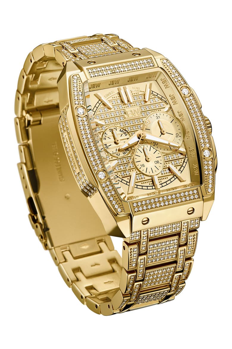 Echelon Platinum Series Pavé Diamond Multifunction Bracelet Watch, 41mm, Alternate, color, GOLD