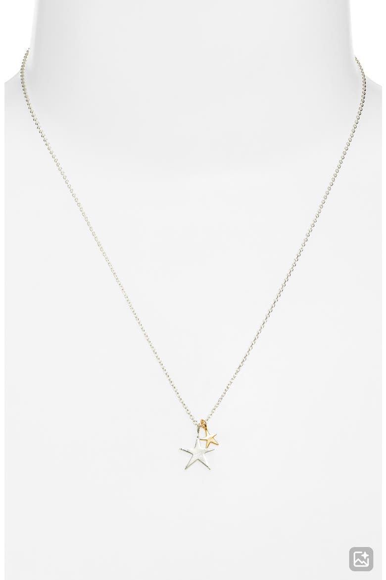 Double Star Necklace, Alternate, color, SILVER