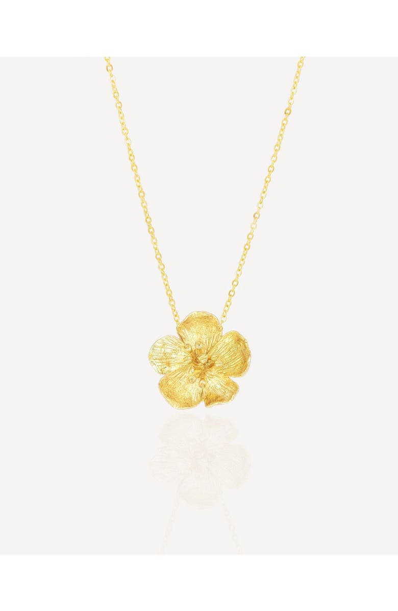 Ottoman Hands Buttercup Gold Flower Pendant Necklace, Main, color, Gold