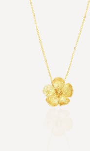 Ottoman Hands Buttercup Gold Flower Pendant Necklace