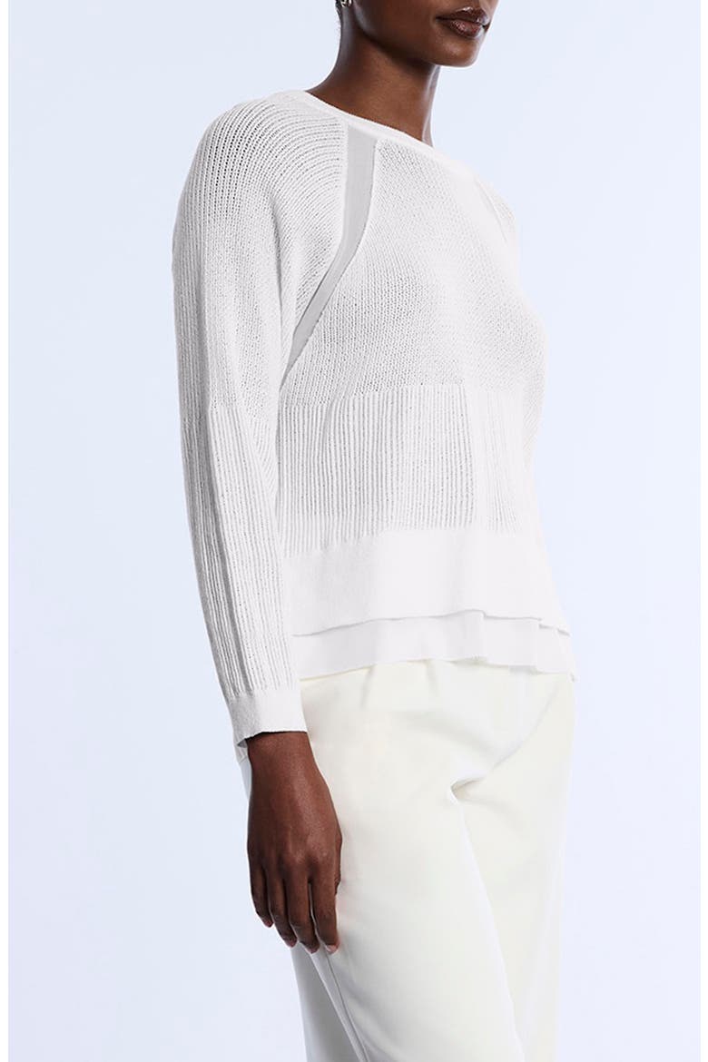 Raglan Sleeve Semisheer Cotton Blend Open Stitch Sweater, Alternate, color, CHALK