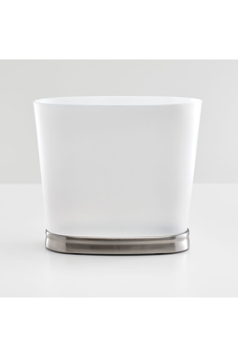 Small Oval Bathroom Trash Can - Set of 2 - Frost/Brushed Nickel, Alternate, color, Frost/Brushed Nickel