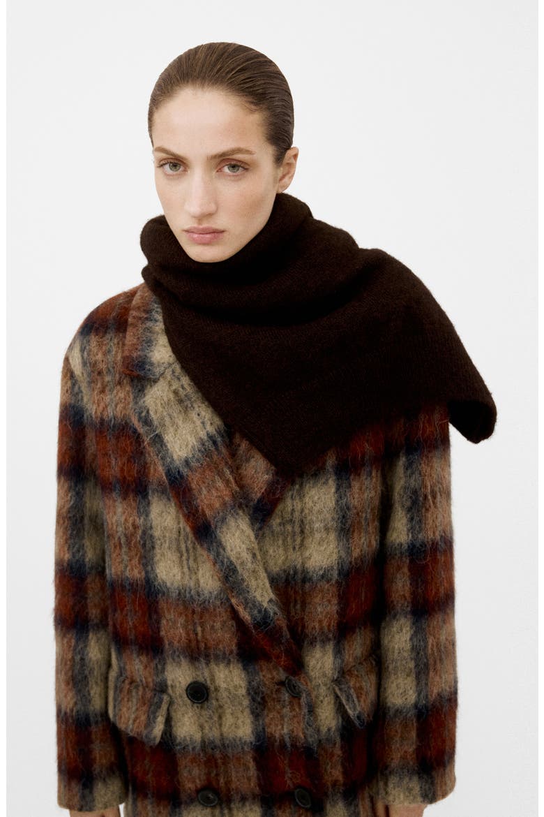 Check Plaid Wool Blend Double Breasted Coat, Alternate, color, BEIGE