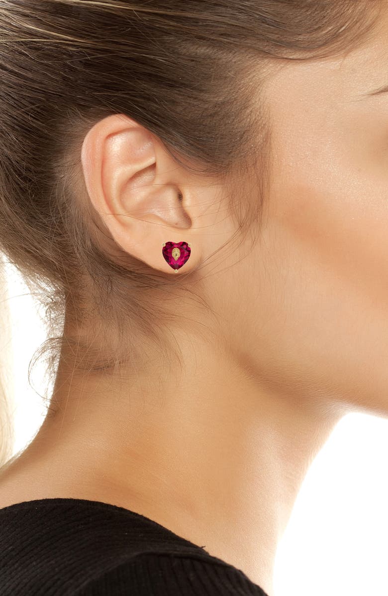 Kurt Geiger London Crystal Heart Stud Earrings, Alternate, color, Gold/ Pink