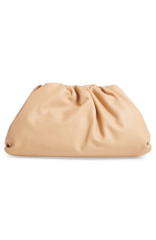 Bottega Veneta The Pouch Leather Clutch In Almond/gold