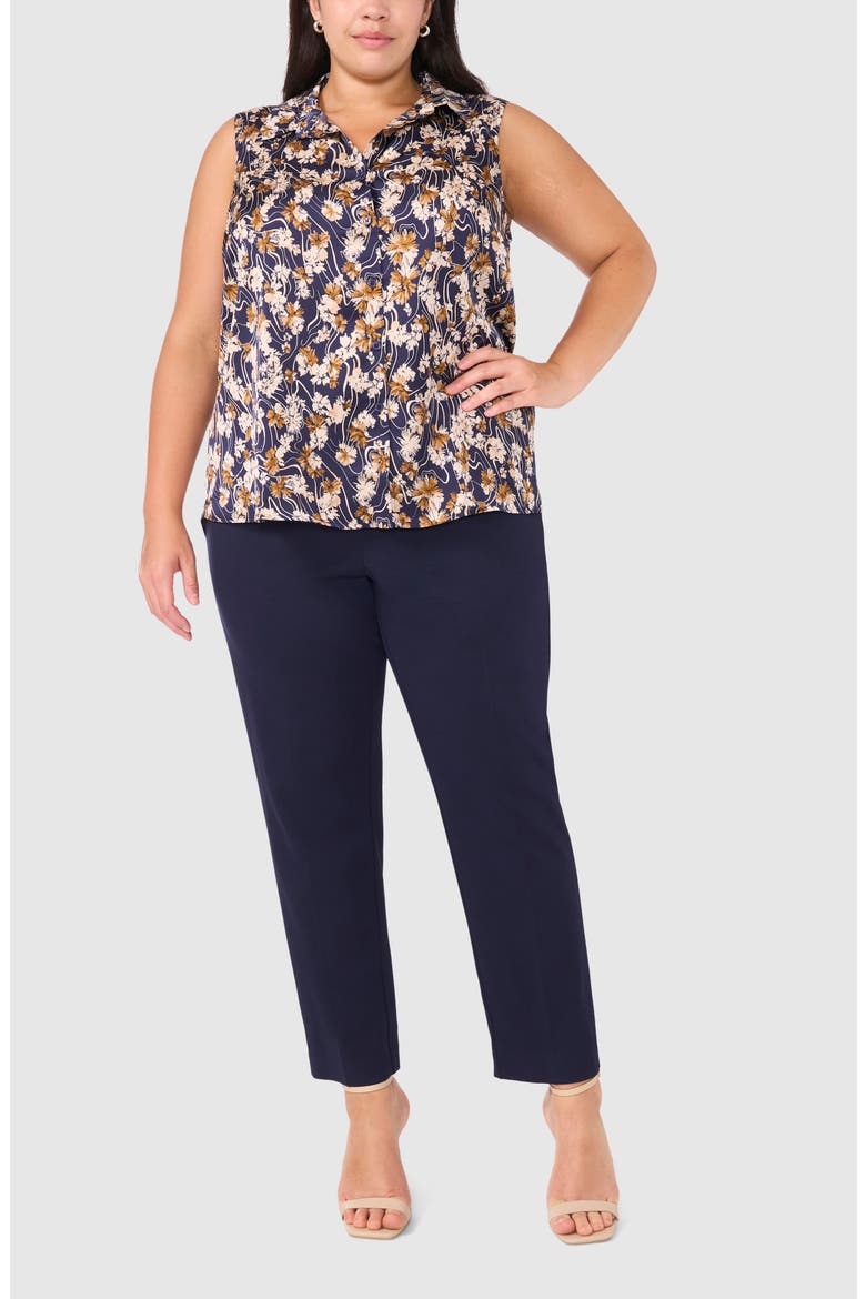 Printed Sleeveless Button-Up Top, Alternate, color, CLASSIC NAVY