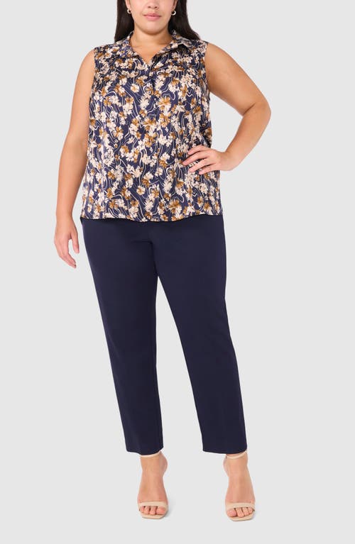 Halogen ® Printed Sleeveless Button-up Top In Classic Navy