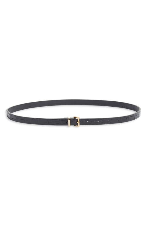 Frame The Petite Croc Embossed Leather Belt In Blue