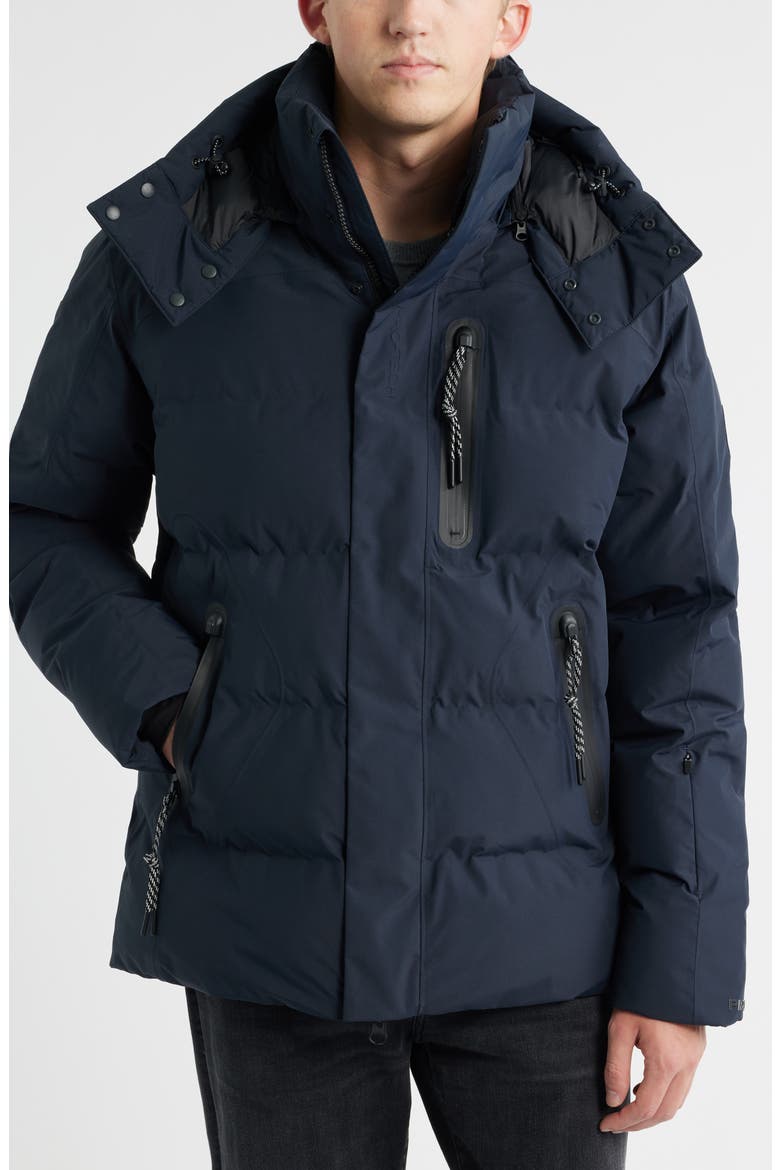 Malaku Waterproof Puffer Parka with Removable Hood, Alternate, color, BLUE BLACK
