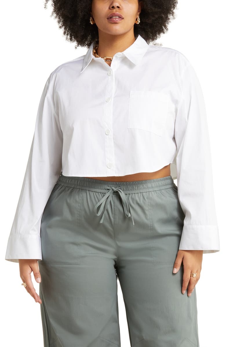 Open Edit Crop Button-Up Shirt, Main, color, 
