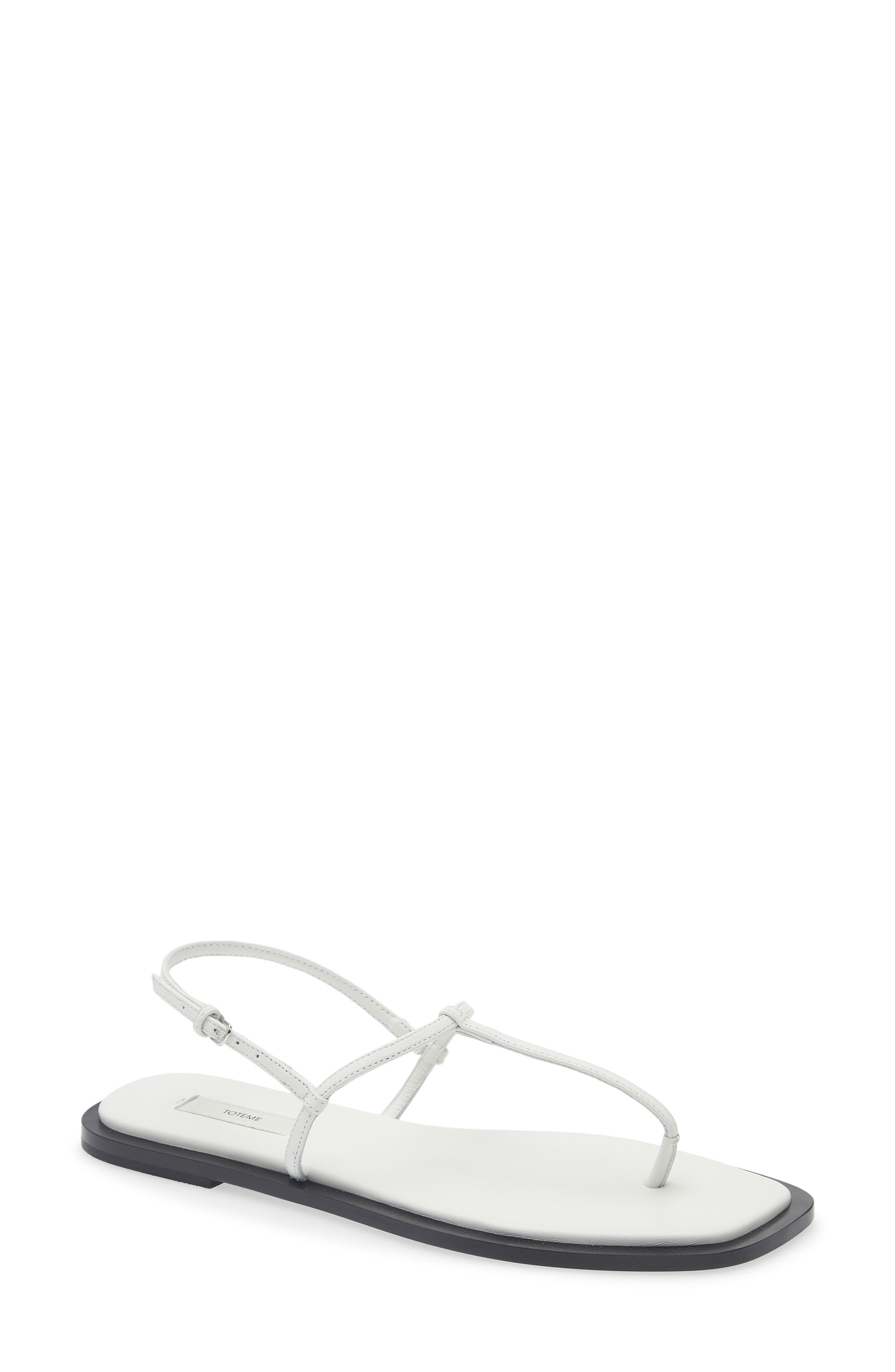 TOTEME T-Strap Sandal, Main, color, White/ Black