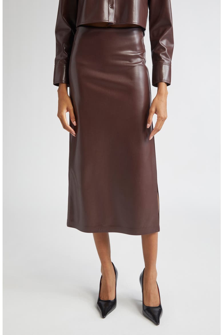 Maeve Faux Leather Midi Skirt, Main, color, ESPRESSO