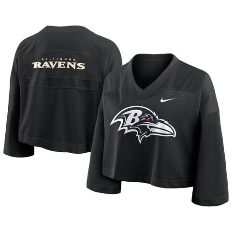 Women's Nike Black Baltimore Ravens Rewind Cropped Mesh Dri-FIT Fashion Jersey