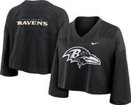 Nike Women's Nike Black Baltimore Ravens Rewind Cropped Mesh Dri-FIT Fashion Jersey