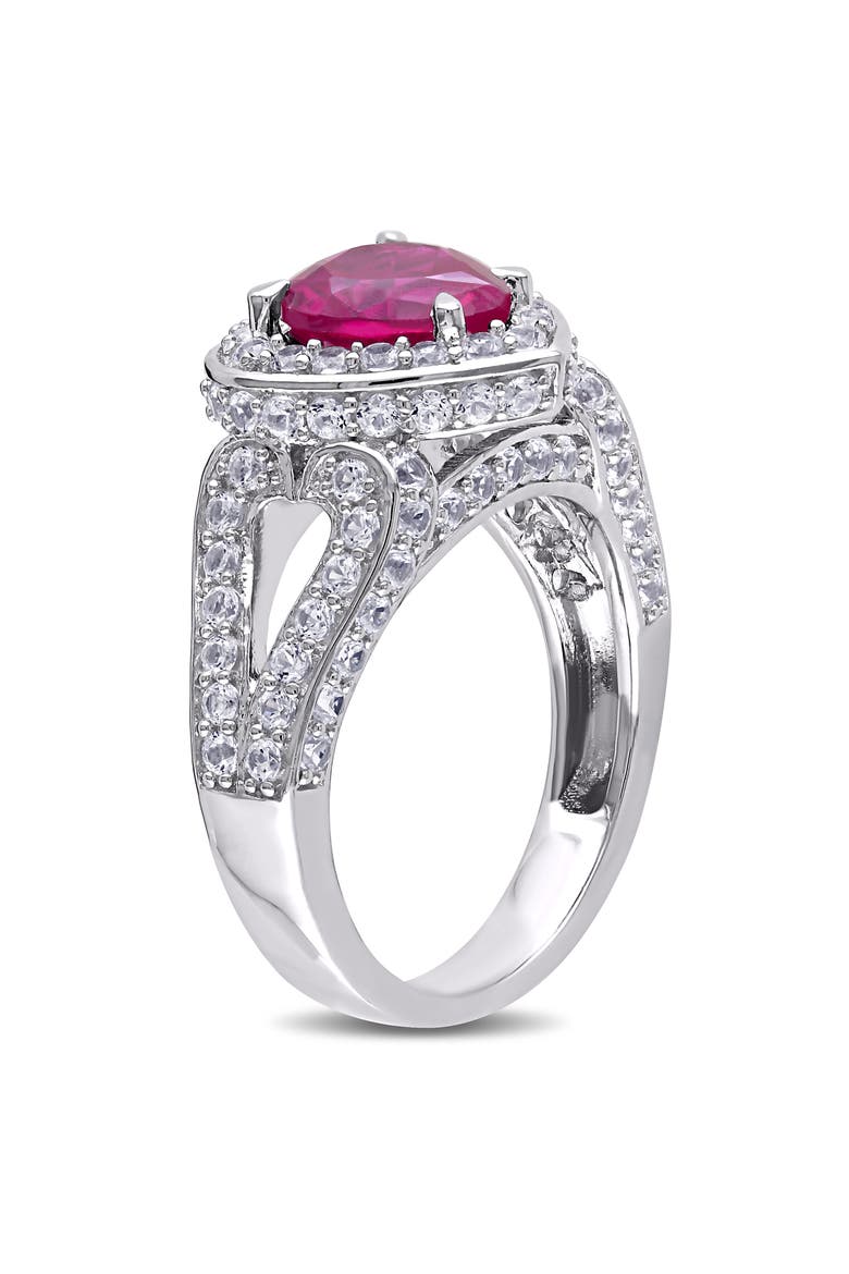 Created Ruby & White Sapphire Heart Ring, Alternate, color, Lab-Created Ruby