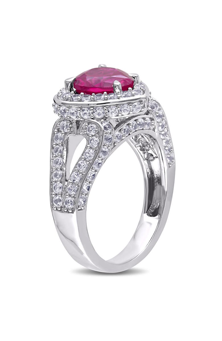 Julianna B. Created Ruby & White Sapphire Heart Ring, Alternate, color, Lab-Created Ruby
