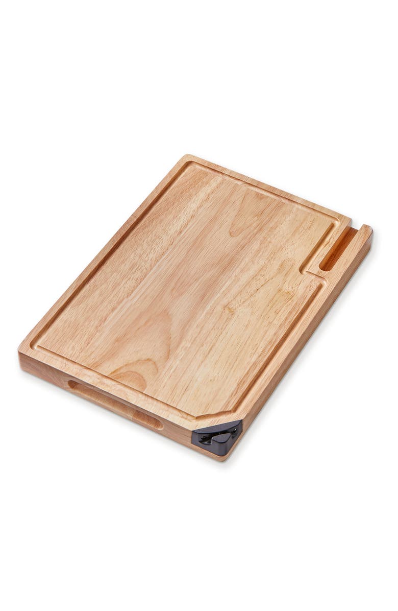tag Cutting Board W Phne Hldr & Shrpnr Natural Steel Everyday, Main, color, Brown