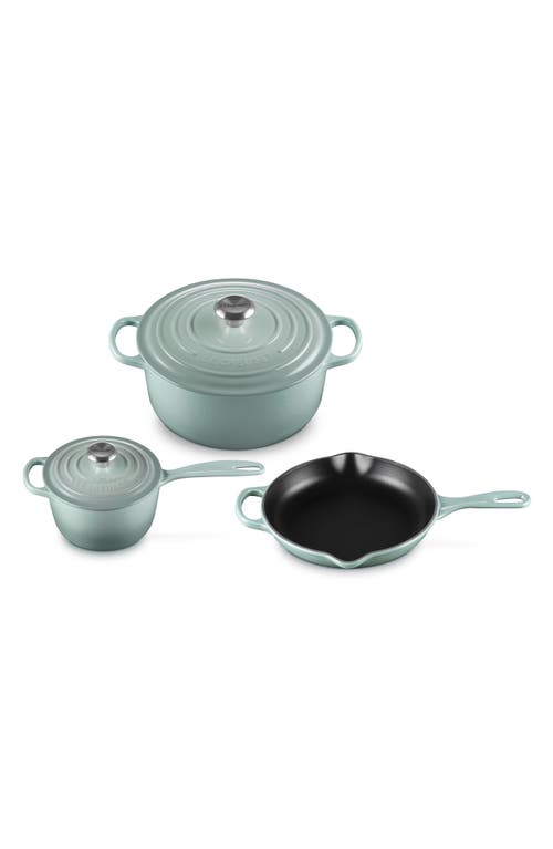 Le Creuset 5-piece Signature Enameled Cast Iron Cookware Set In Sea Salt