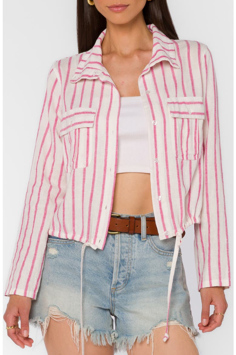 Seren Crop Utility Linen Blend Jacket, Main, color, FUCHSIA STRIPE
