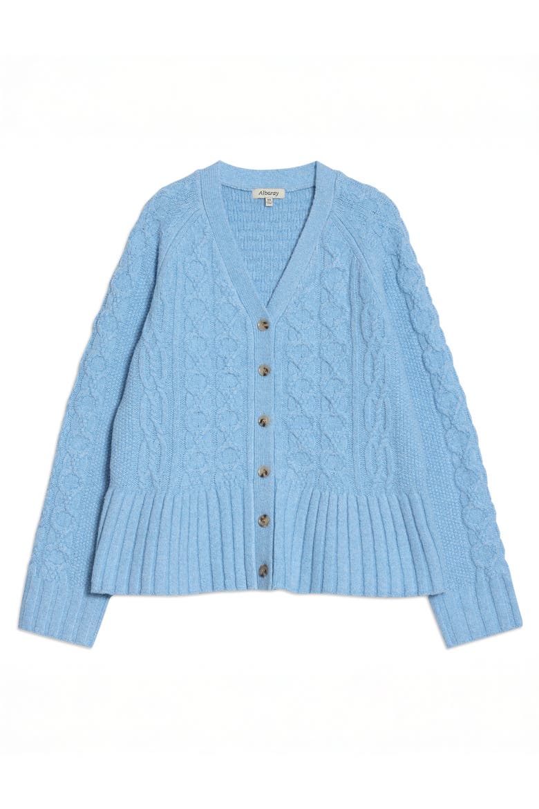 Cable Peplum Cardigan, Alternate, color, Blue