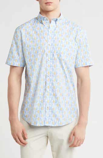 Johnston & Murphy Pineapple Print Short Sleeve Cotton Button-Down Shirt