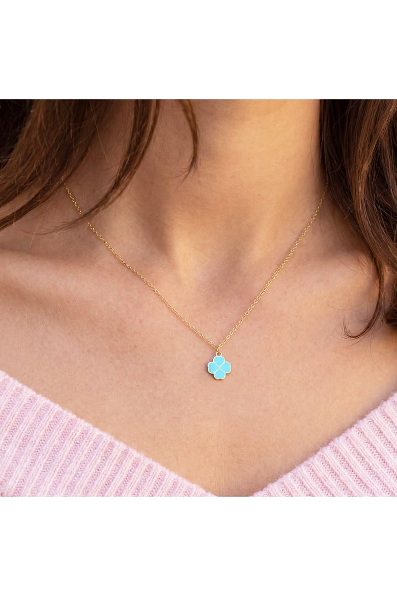 Turquoise Lucky Clover Necklace, Alternate, color, Turquoise