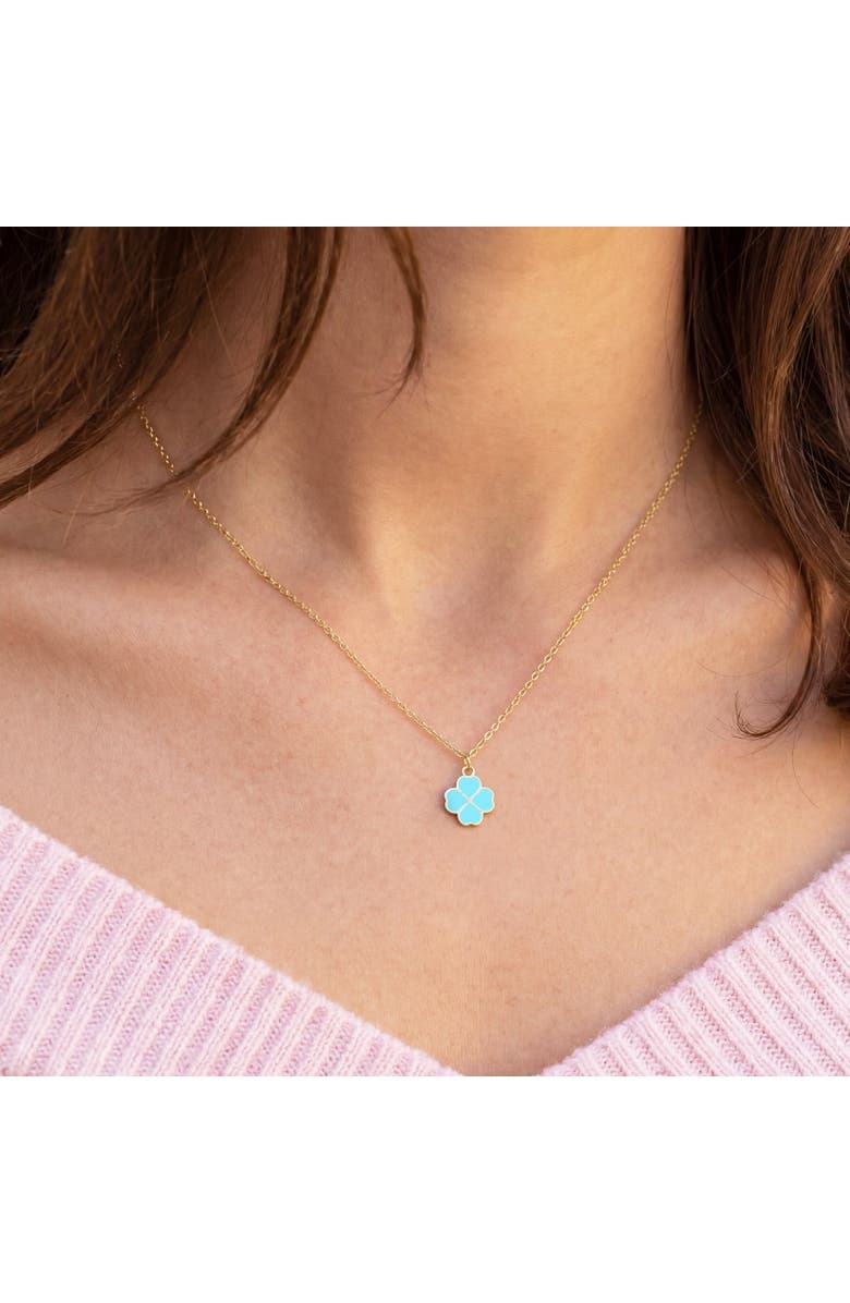 The Lovery Fine Jewelry Turquoise Lucky Clover Necklace, Alternate, color, Turquoise