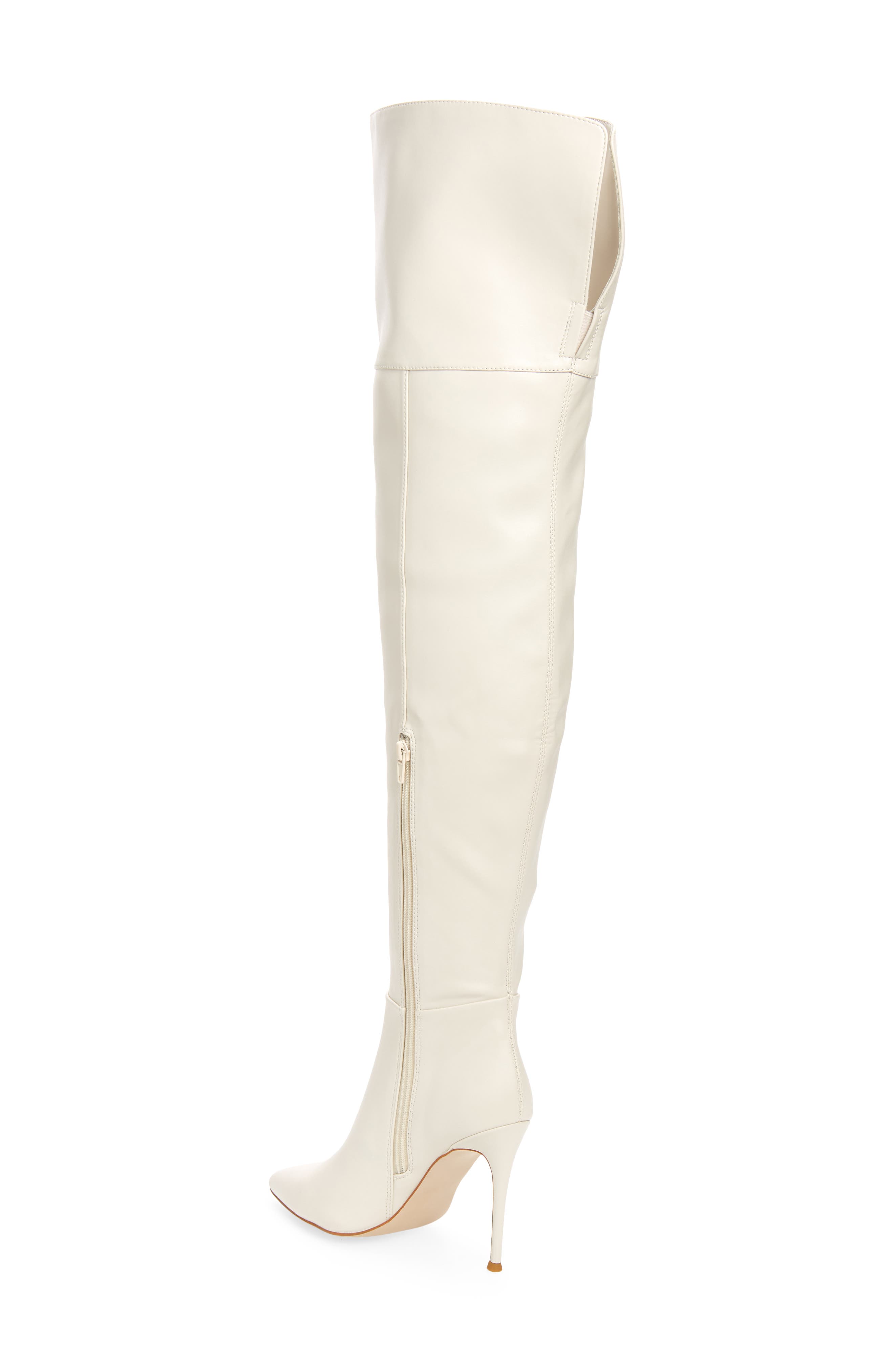 Pillar Pointed Toe Over the Knee Boot, Alternate, color, IVORY