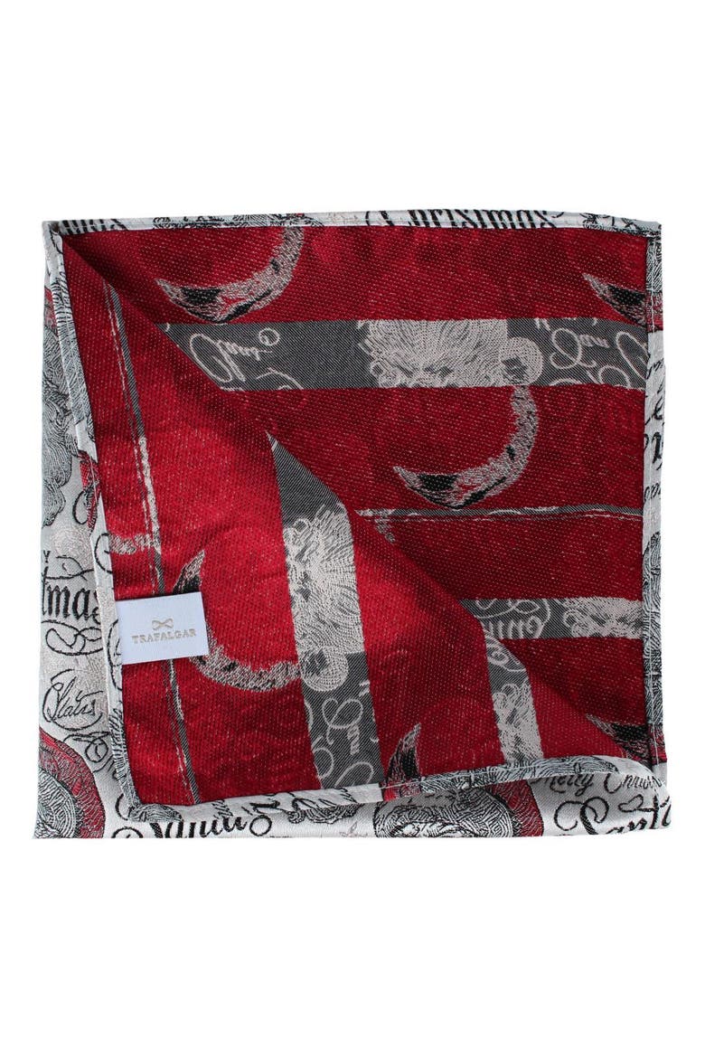 Santa Claus Is Watching Silk 12x12 Pocket Square, Alternate, color, Cream