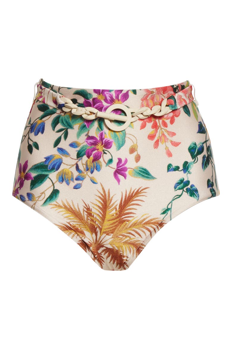 Tropicana Floral High Waist Bikini Bottoms, Alternate, color, CREAM FLORAL