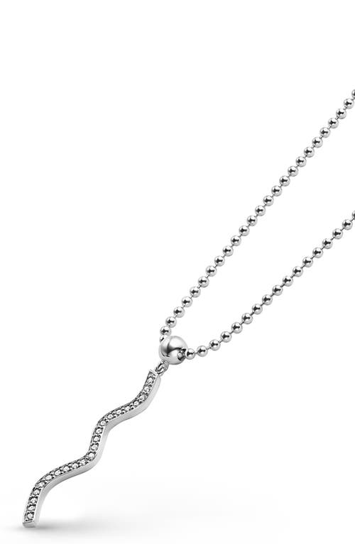 Lagos Caviar Spark Diamond Wave Pendant Necklace In Silver