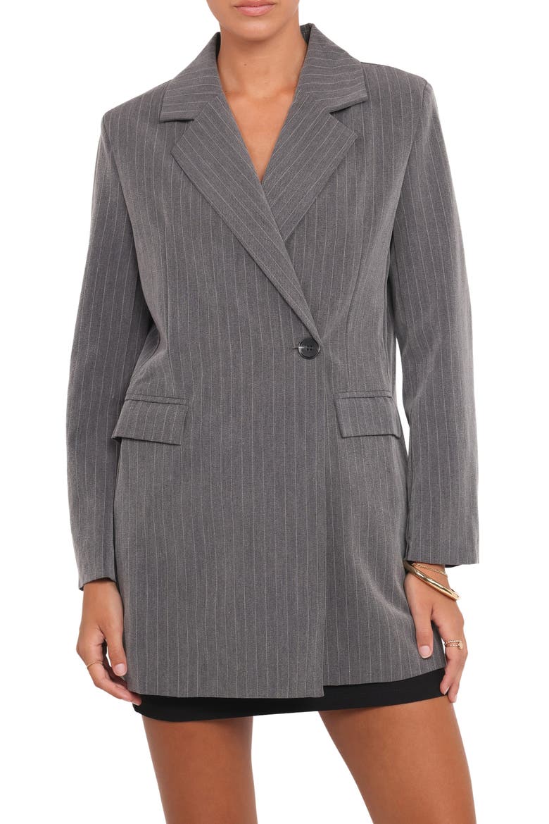 Kerryn Pinstripe Blazer, Main, color, GREY PINSTRIPE