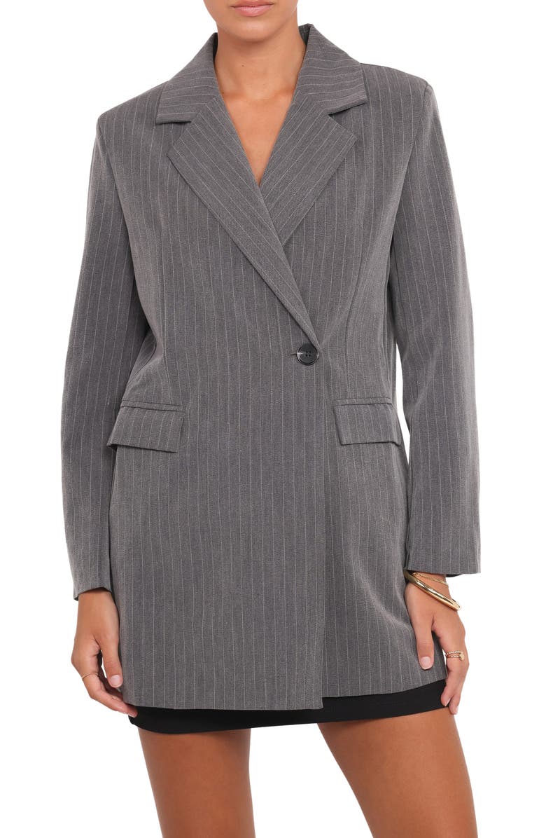 Petal & Pup Kerryn Pinstripe Blazer, Main, color, Grey Pinstripe