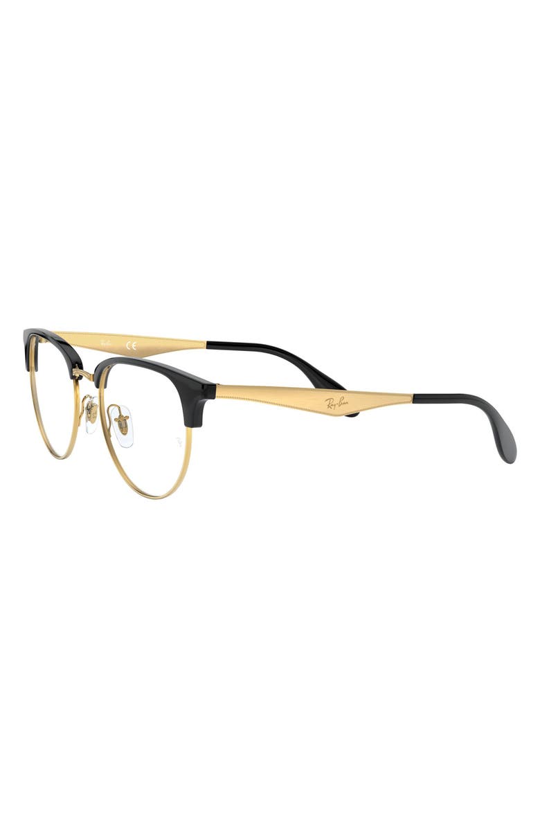 Ray-Ban 53mm Square Optical Glasses, Alternate, color, Black/ Gold