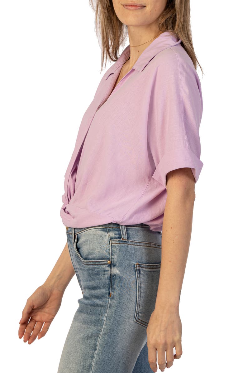 KUT from the Kloth Rebel Knot Front Linen Blend Top, Alternate, color,