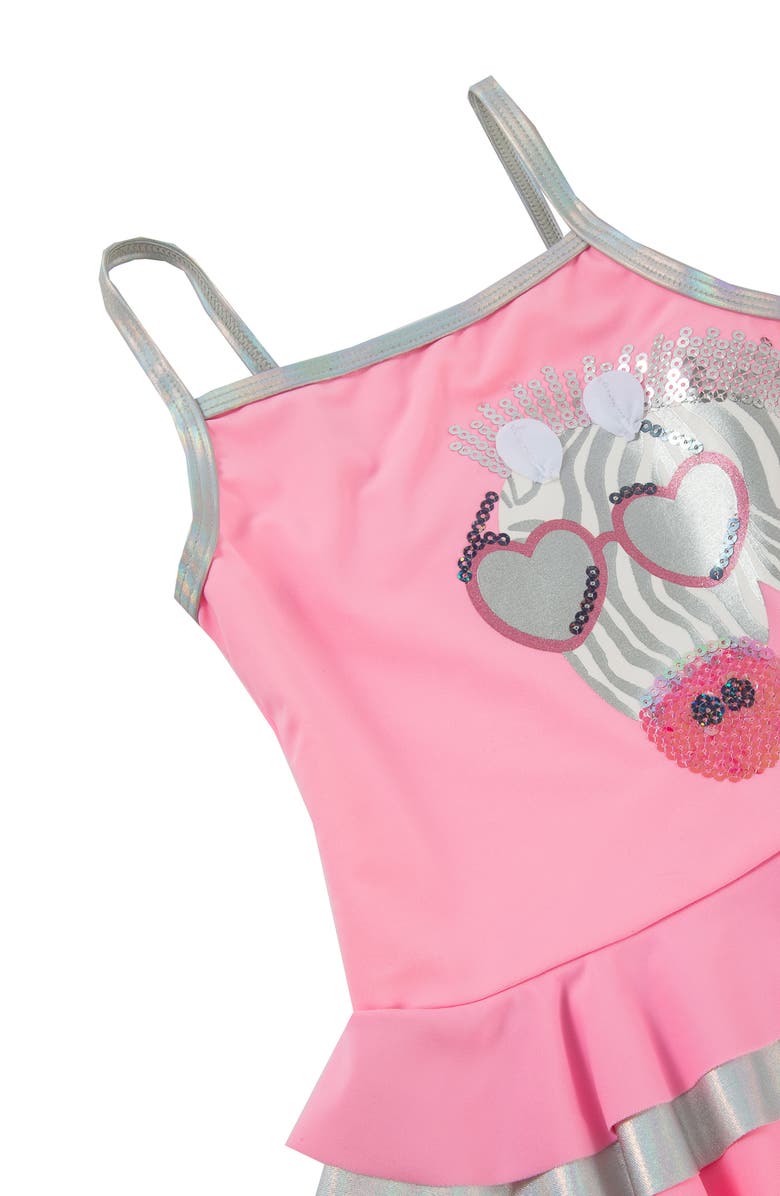 Flapdoodles Zebra Appliqué Two-Piece Swimsuit, Alternate, color, 