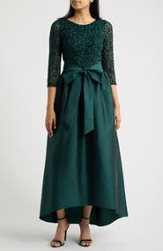Pisarro Nights Beaded Bodice Taffeta A-Line Gown