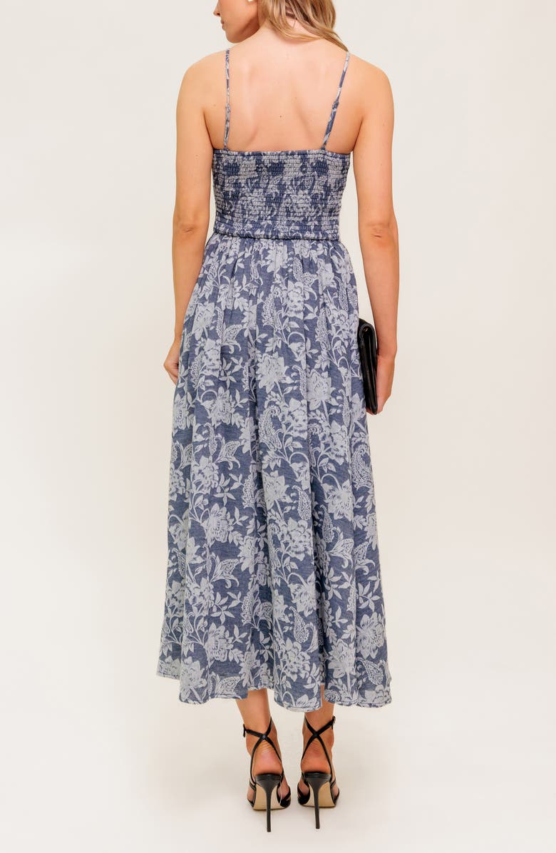 FLYING TOMATO Jacquard Midi Dress, Alternate, color, Denim Blue