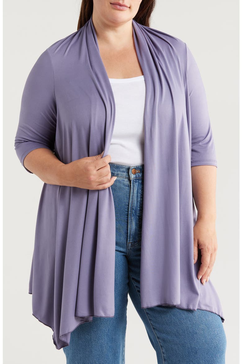 Open Front Long Cardigan, Main, color, MAUVE