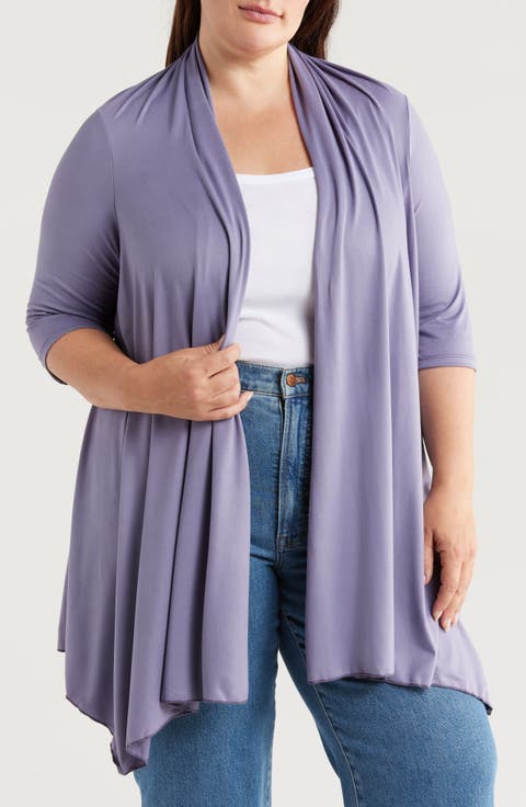 売れ筋商品|||２４セブンコンフォート ニット&セーター アウター レディース Women's Plus Size Hooded Cardigan Plum Open Front Lightweight Hooded Cardigan – 24seven Comfort Apparel