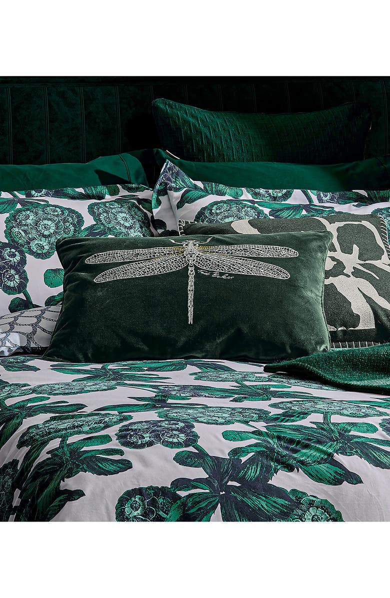 Ted Baker Dragonfly Cotton Velvet Accent Pillow, Alternate, color, Forest Green