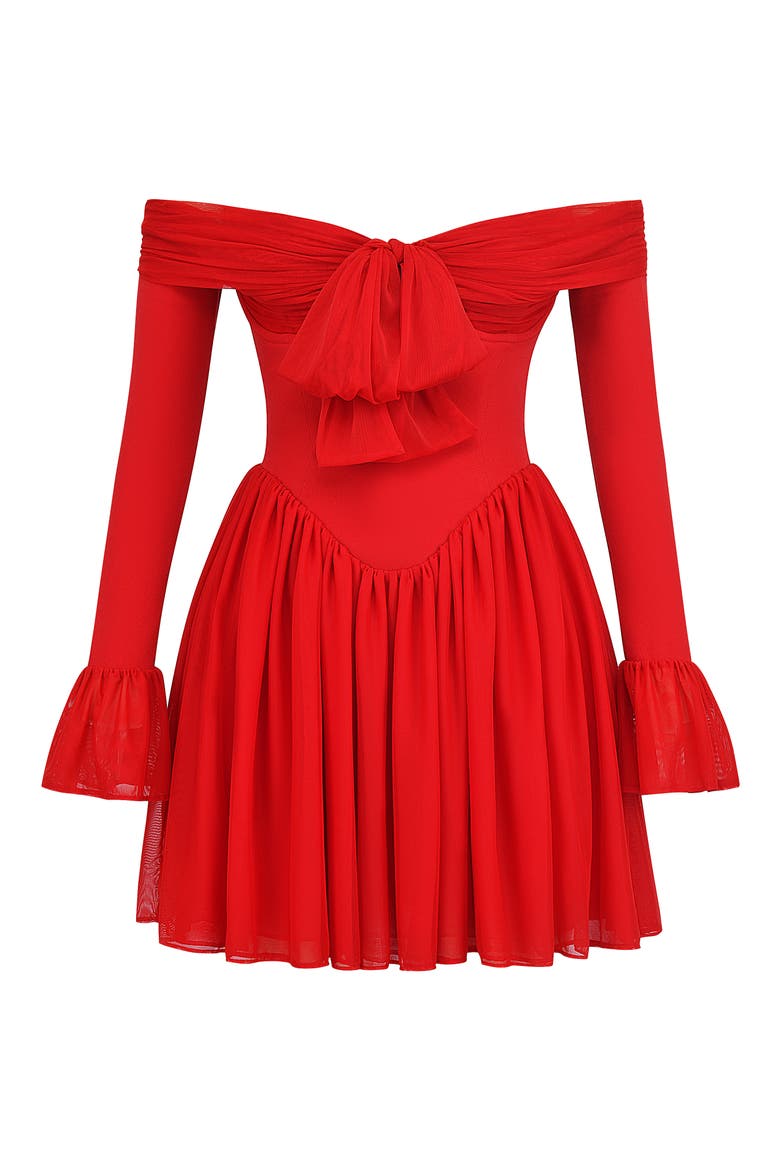 Alana Strapless Long Sleeve Minidress, Alternate, color, SALSA