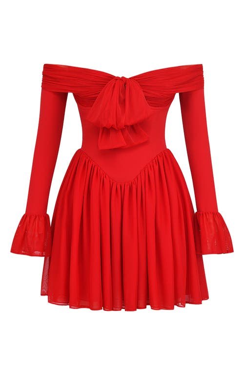 House Of Cb Alana Strapless Long Sleeve Minidress In Red