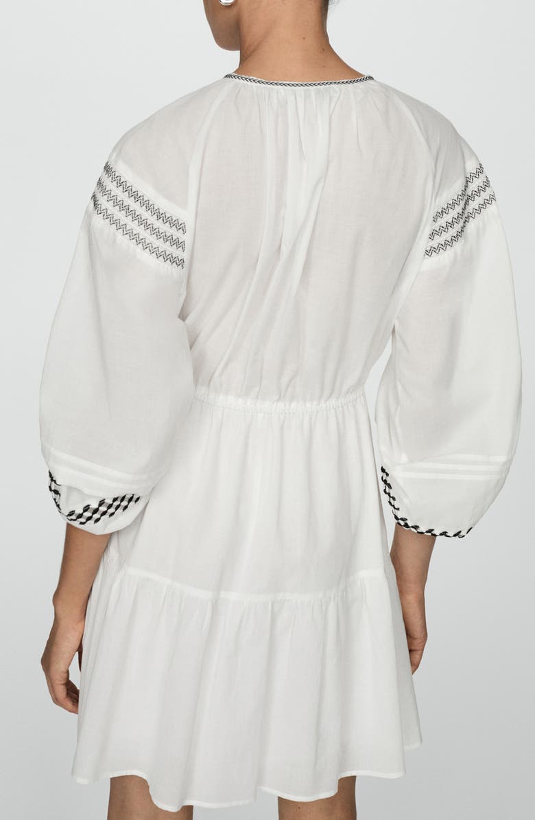 MANGO Embroidered Elbow Sleeve Dress, Alternate, color,
